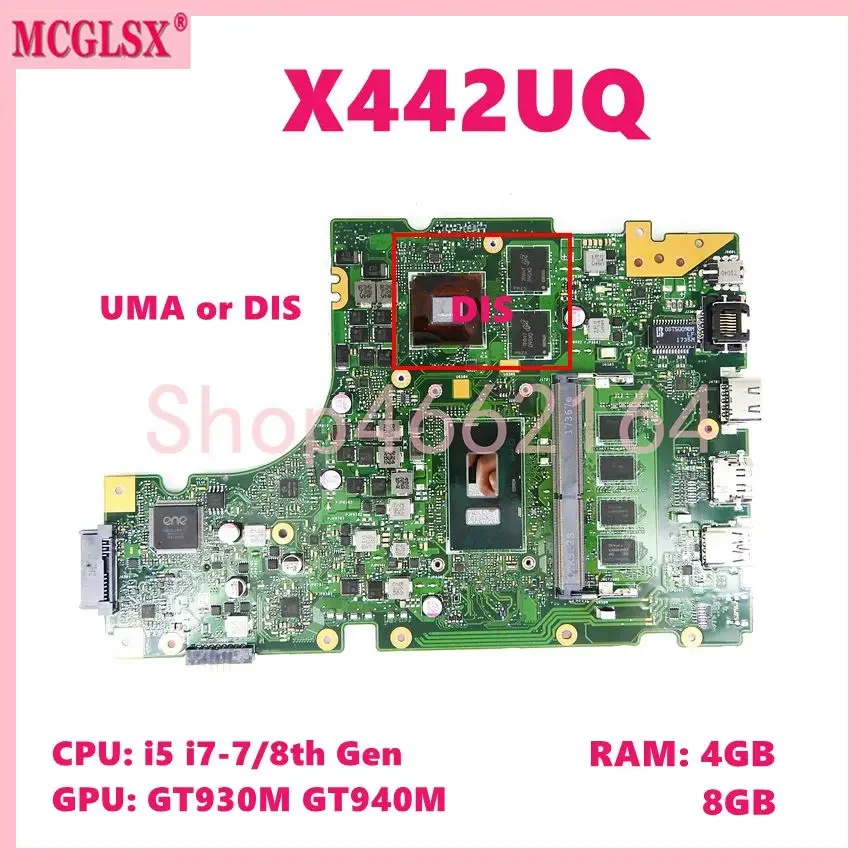 

X442UQ i3 i5 i7 CPU 4GB 8GB-RAM Motherboard For Asus X442UQR X442UN X442UNR X442UF X442UR X442URR A480U X442UA X442UAR Mainboard