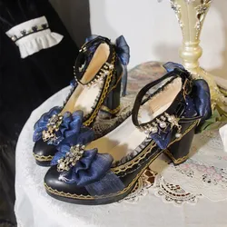Original Night Story Independent Design Lolita Shoes Round Toe Lolita Japanese Lace Versatile Single Shoes