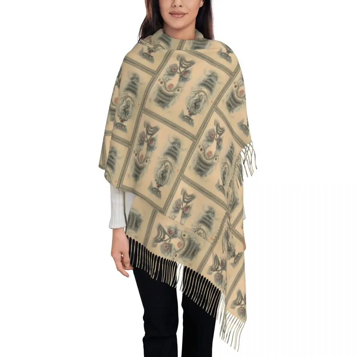 Fashion J-Jeans Tattoo Scarf with Tassel P-Pauls Keep Warm Shawl Wraps Unisex Designer Scarves Wraps Winter Luxury Bufanda Mujer