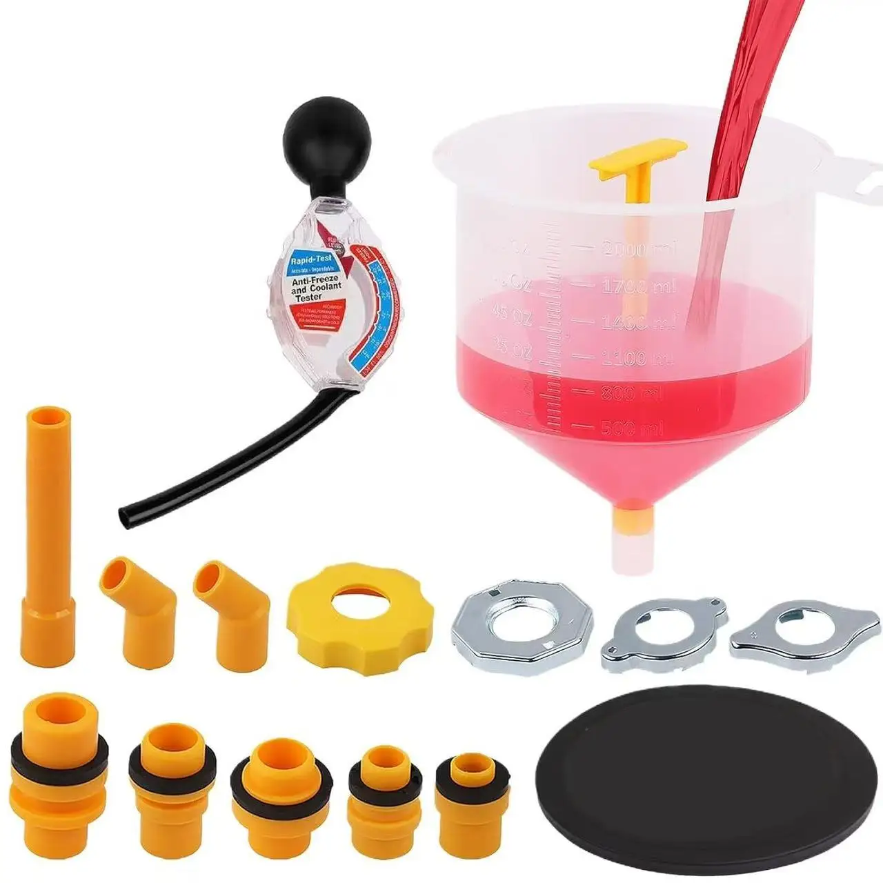16PCS No Spill Coolant Funnel Kit, Radiator Funnel Burp Kit, Filling