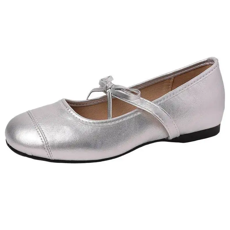 Bowknot Flat Shoes For Women Autumn French Ballet One Strap Buckle Versatile Mary Jane Shoes