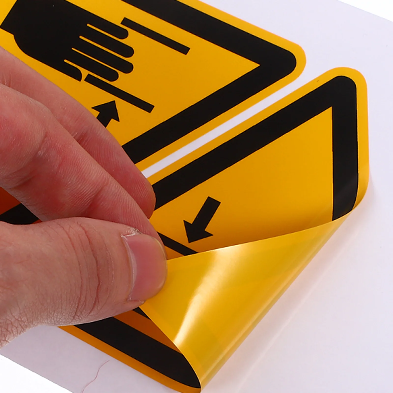 

6 Pcs Labels Stickers 100mm Triangle Safety Signs Adhesive Hand Pinch Caution Warning Hands Pinch Sign Decals Machine Danger