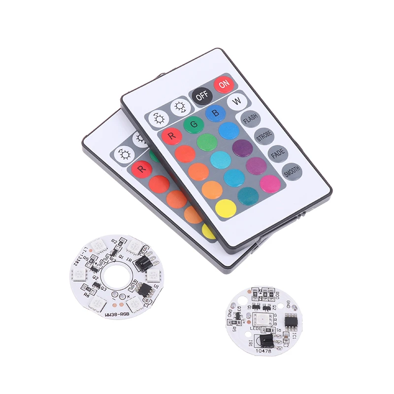 Tablero de luz RGB de Color, fuente de luz LED redonda, interruptor de bajo voltaje DC 5V, Control remoto para Base de adorno, LED DIY