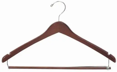 

Walnut & Chrome Contoured Suit Hanger w/Locking Bar [ Bundle of 25 ]