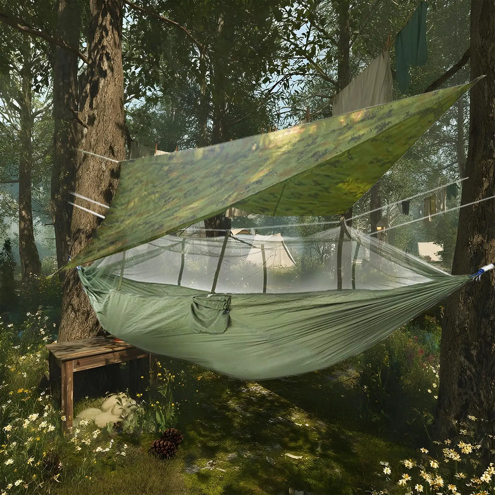 Camping Hammock Net Waterproof Roof Fly Net Netting Waterproof Protective Mesh For Fishing Patio Backyard Garden Outdoor