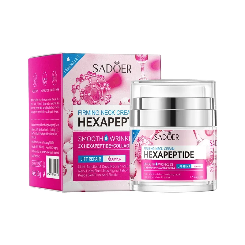 SADOER Hexapeptide Firming Neck Cream Deep Nourishing Reduce Neck Lines Nourishing Moisturizing Neck Hydrating Smooth Skin Care