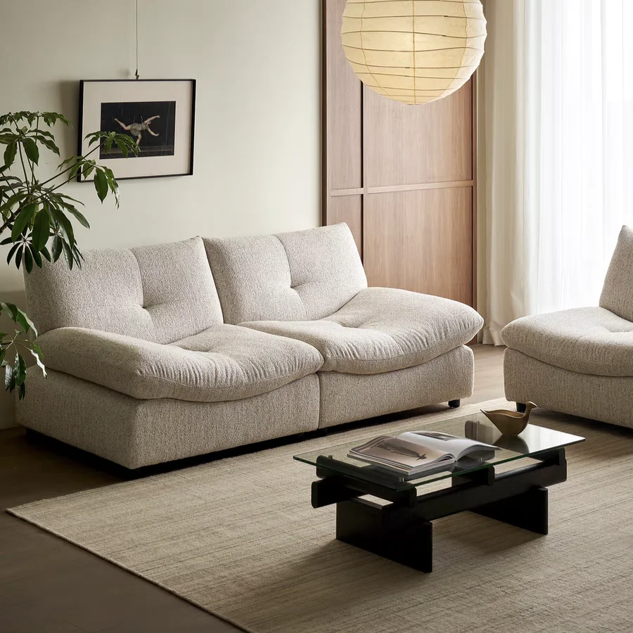 

&c Modern Minimalist Tofu Block Sofa for Hotel Apartment Villa-Fabric Free Combination Module for Living Room