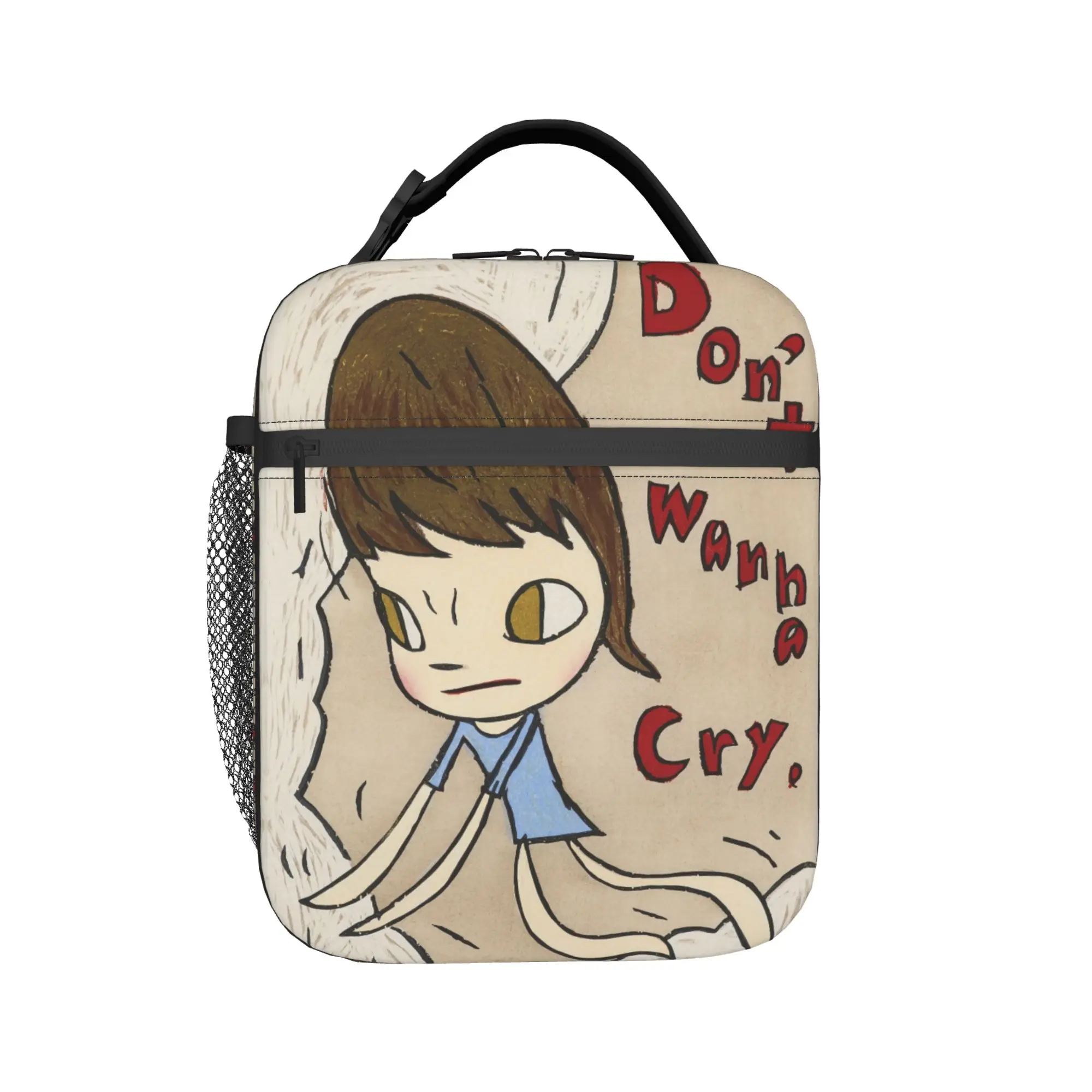 Yoshitomos Nara Insulated Lunch Bag Cooler Bag Reusable,Meal Container Dont Wanna Cry Art High Capacity Tote Lunch Box