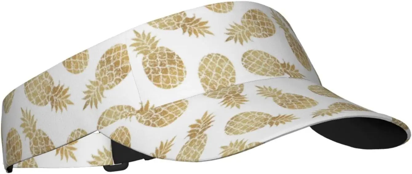 Golden Pineapple Pattern Sunscreen Visor Hats for Women & Men, Sport Empty Top Baseball Sun Cap, Tennis Visor, Golf Visor