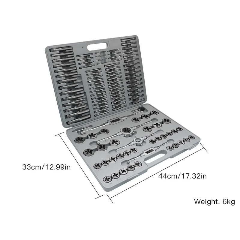 110 pieces of tap and die set, metric tapping tool, die and wrench thread repair