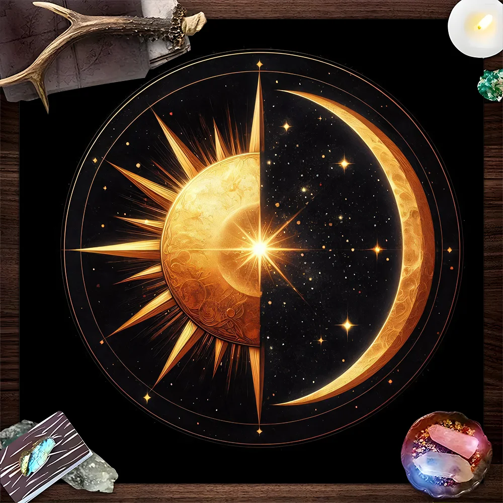 

Sun and Moon Tarot Card Tablecloth Witchcraft Astrology Polyester Tarot Mat Witch Altar Cloth Divination Cloth Card Pad