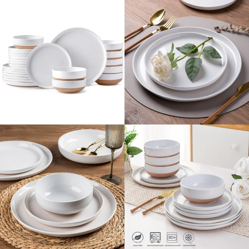 

Ceramic Tableware Set24 Piece Ceramic Dinnerware Set for 8 Hand Painted Plates Bowls Elegant Tableware Collection Perfect for