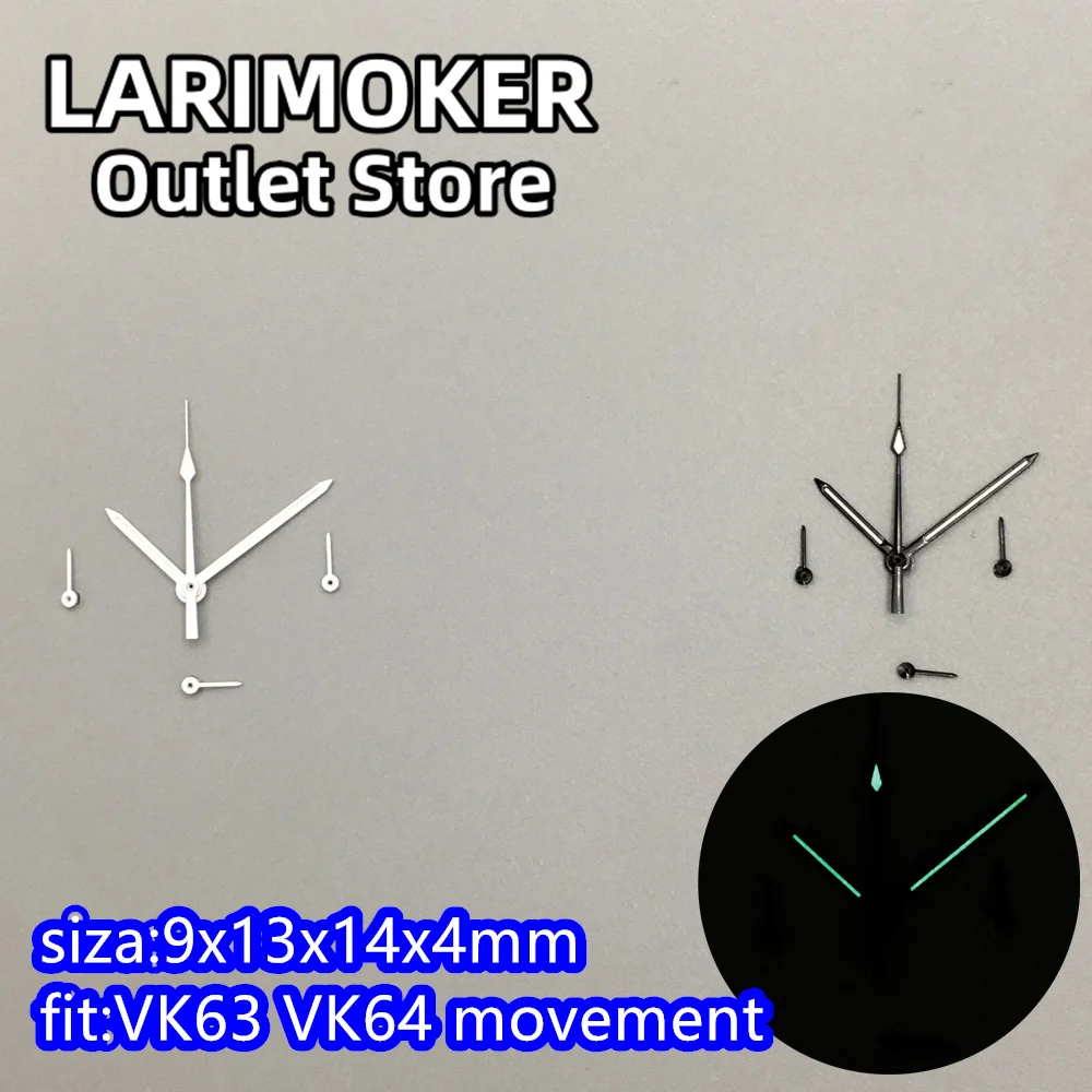 

LARIMOKER Green luminous White Black watch hands fit VK63/VK64 Quartz movement Watch Accessories