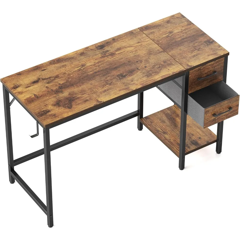 Scrivania moderna e semplice da 40 pollici con cassetti per l'home office, tavolino da studio in finitura marrone rustico