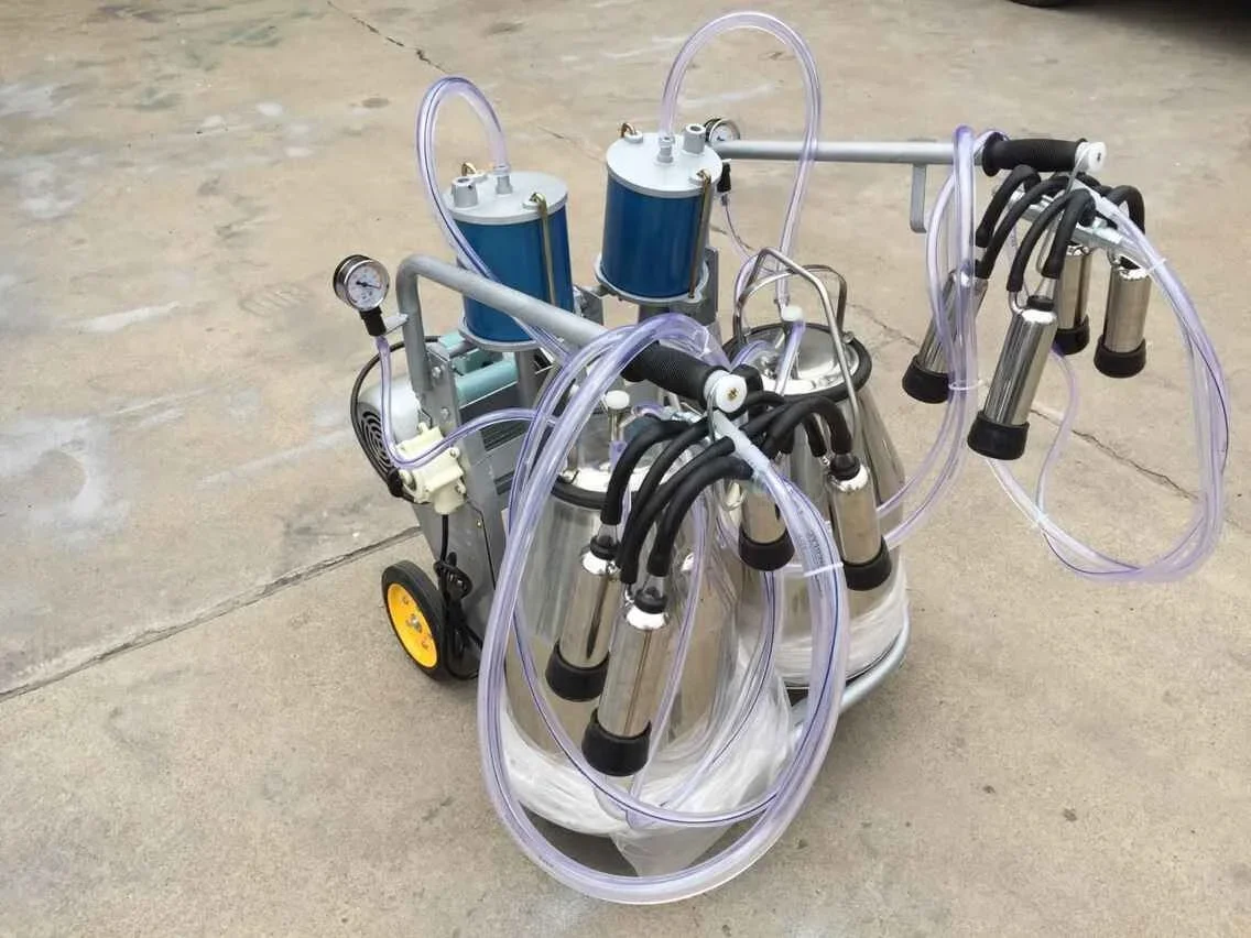 YYHC-cow and goat cluster portable piston double 25L buckets/tank milking machine for sale