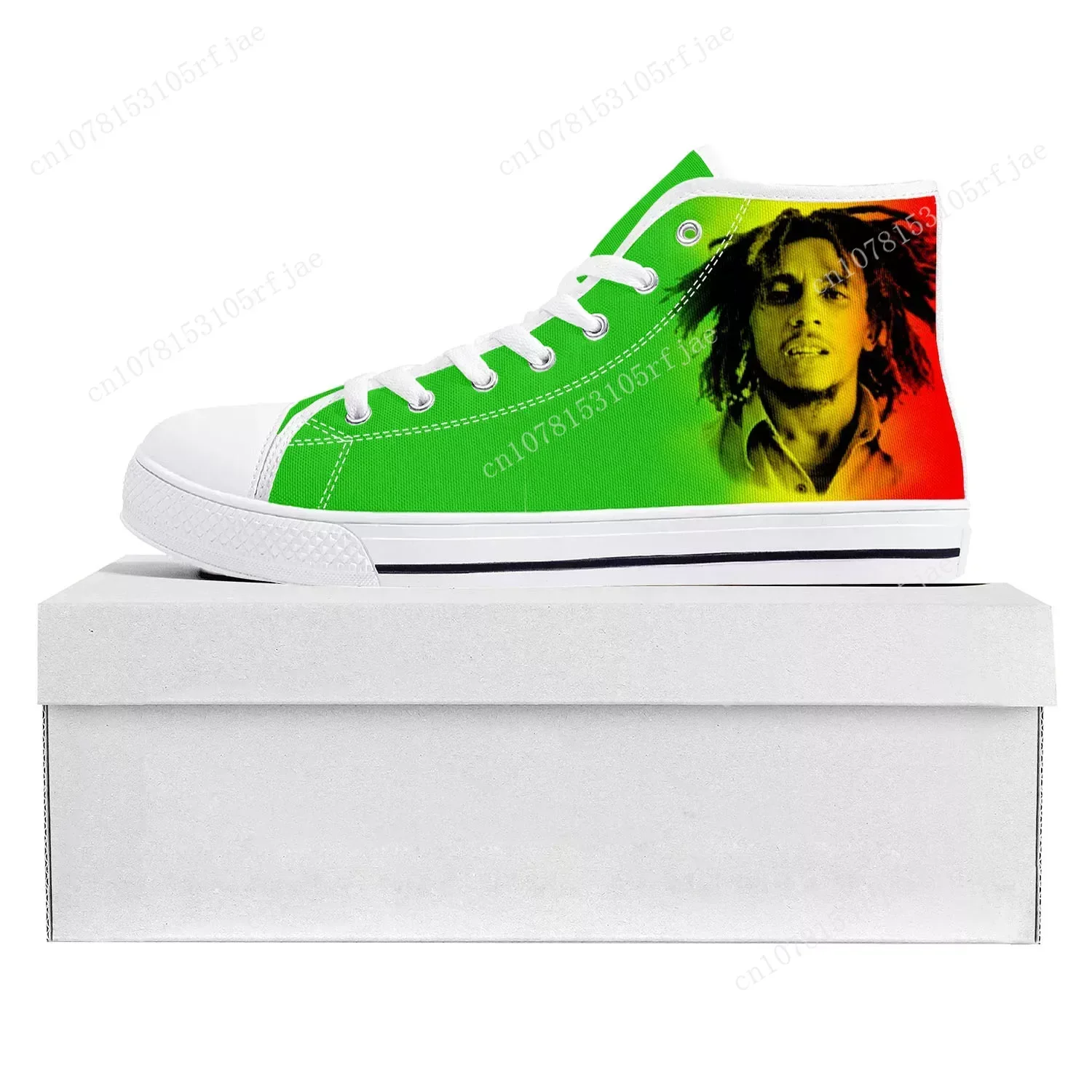 

Reggae Rock Music Star Bob Marley High Top High Quality Sneakers Mens Womens Teenager Canvas Sneaker Couple Shoes Custom Shoe