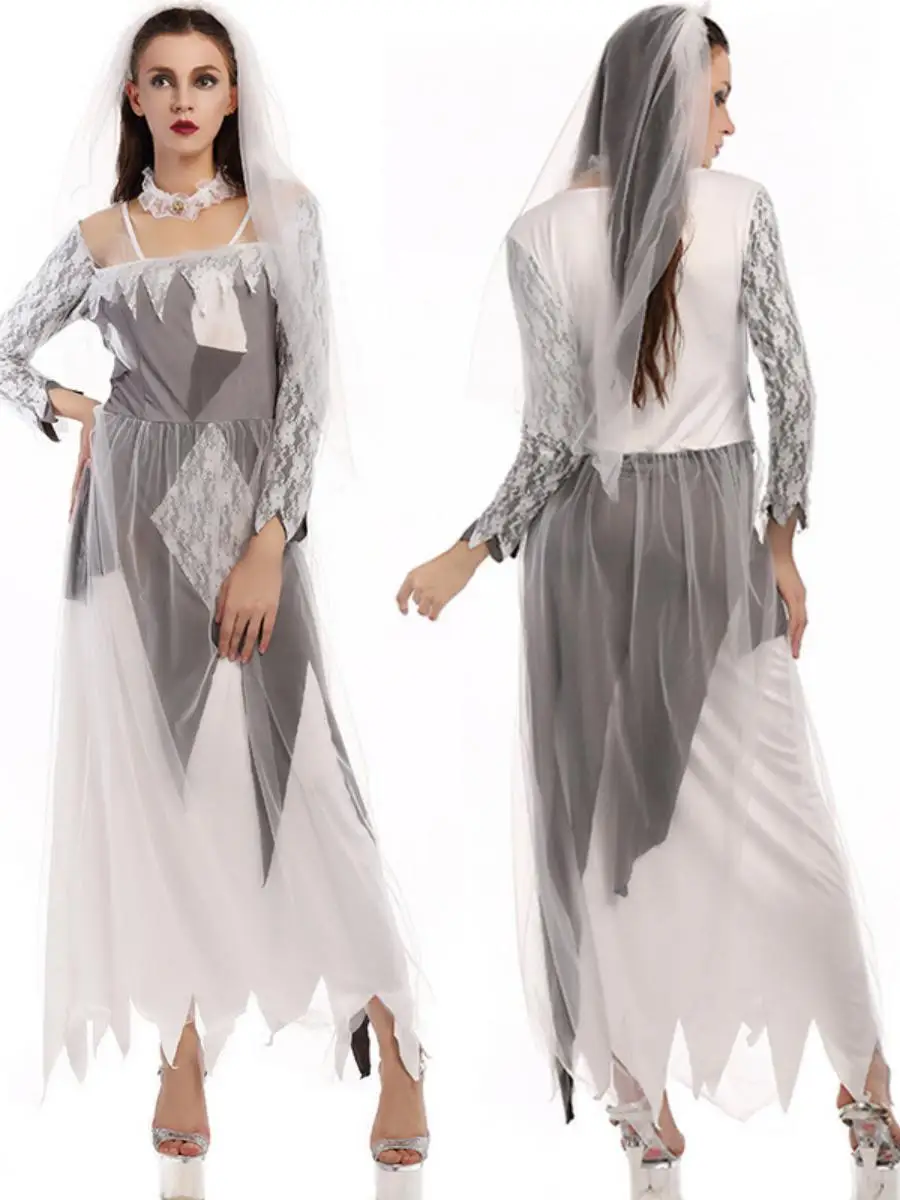 Kostium na Halloween, ślub, strój doktora, damski, motyw głowy, szkielet, diabeł, panna młoda, spódnica, materiał poliestrowy