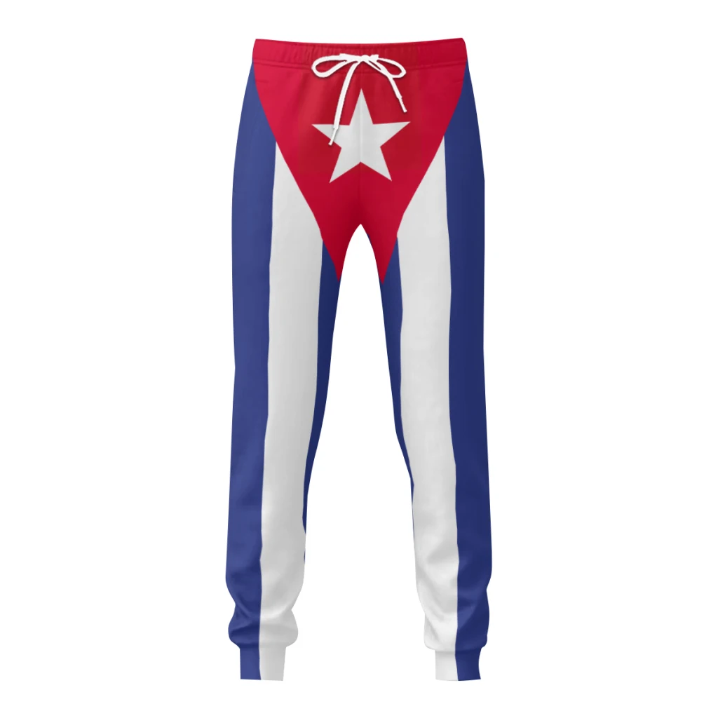 Pantalones de chándal con bandera de Cuba para hombre, Joggers con bolsillos, pantalones deportivos informales con cordón