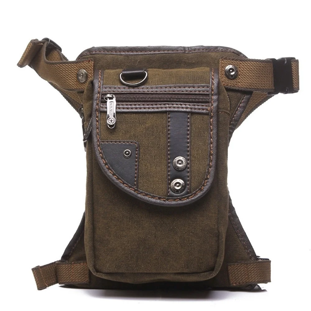 

Men Canvas/Nylon Drop Leg Fanny Bag Belt Hip Bum Thigh Pouch Motorcycle Trekking Crossbody Messenger Shoulder Waist Pack Bags