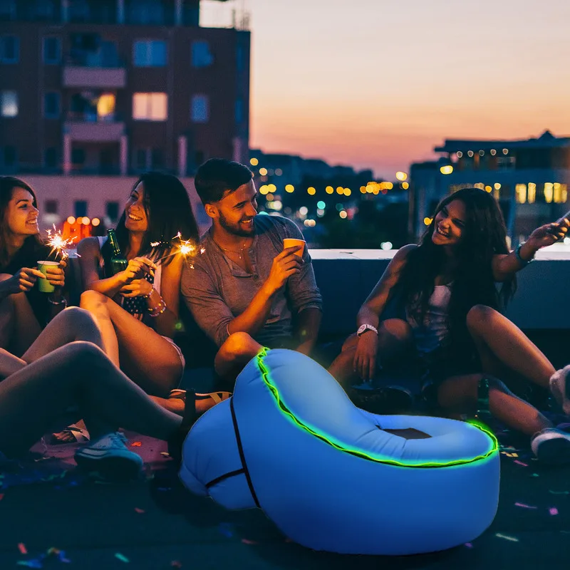 Shenzhen LED Lazy Inflatable Bean Bag Outdoor Folding Chair, Portable And Ultra Light Camping Fishing Bench, Beach Lounge Chair