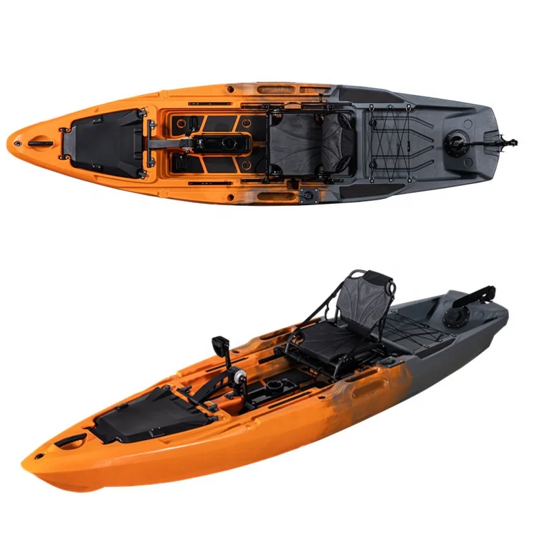 12.2FT HDPE Single Fishing Boat Pedal Drive Kayak 1 Year Warranty For Sea Fishing And Sports