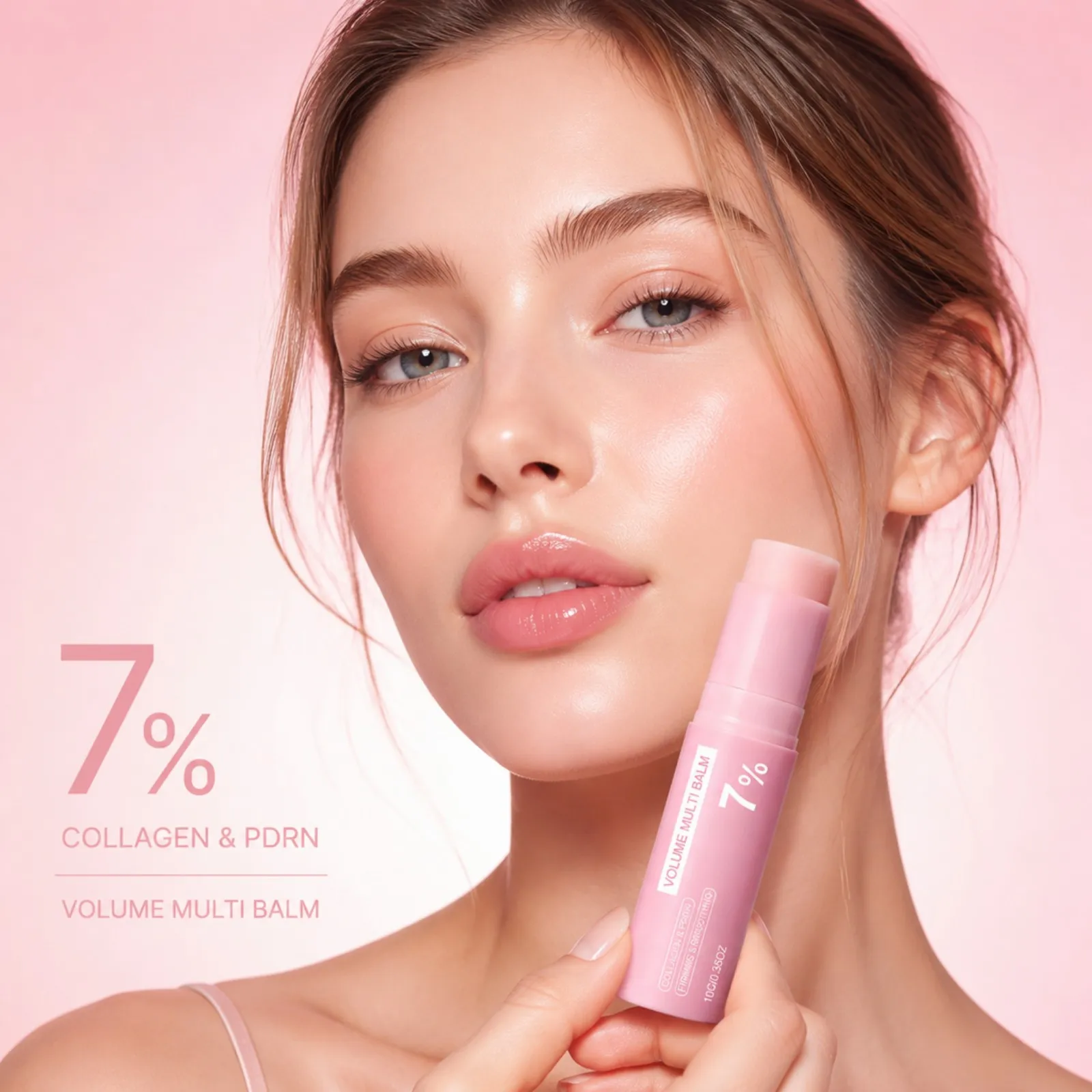 7% COLLAGEN & PDRN Pink Volume Multi Balm Stick Plumping Firming Skin Repair Radiance Care Moisturizing Stick for Face Neck Eye