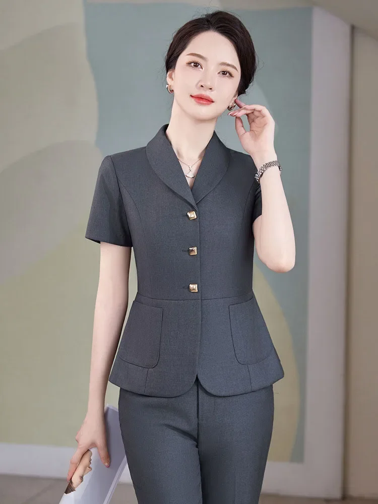 Pop 2024 Estate Formale OL Stili Donna Professionale Ufficio Abbigliamento da lavoro Tailleur pantalone con pantaloni e giacche Carriera Intervista Gonne Se