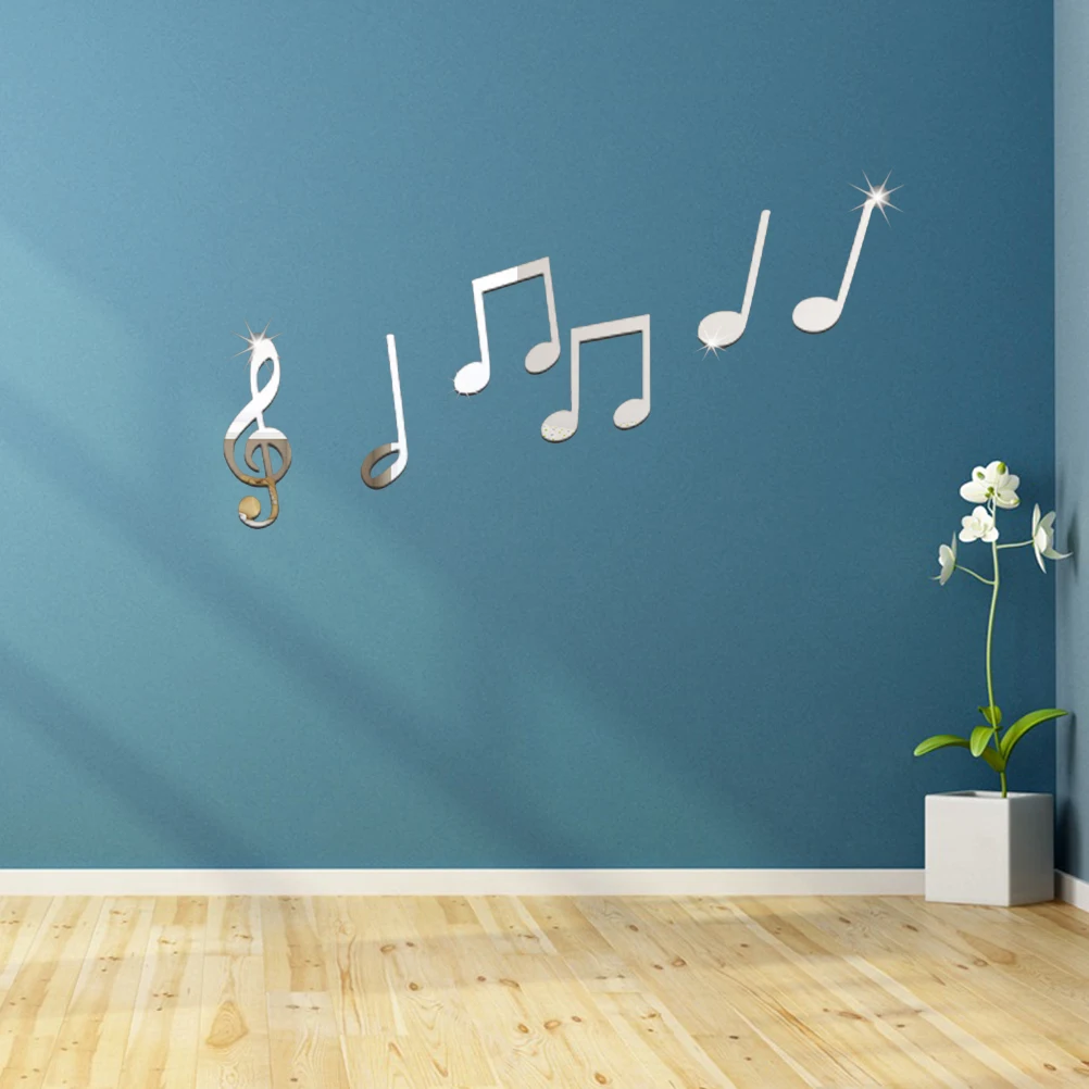 

Mirror Wall Stickers Home Decor Household Music Notes Decoration for Decorations Living Room