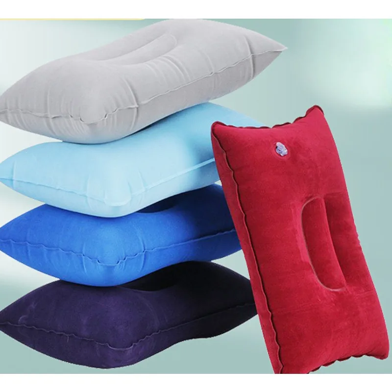 Inflatable Air Pillow Bed Sleeping Camping Pillow PVC Nylon Neck Stretcher Backrest Pillow for Travel Plane Head Rest Support