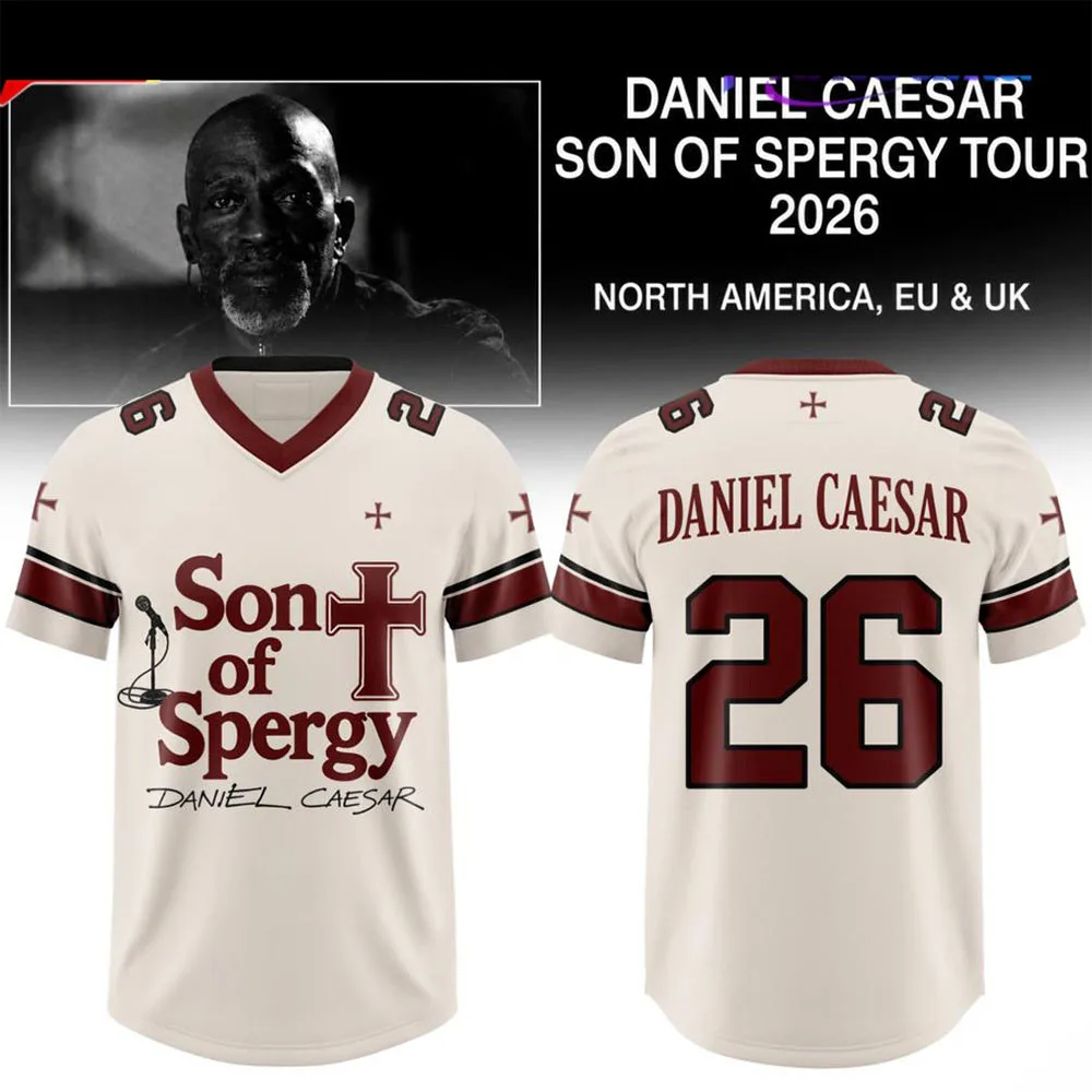 Daniel Caesar Son of Spergy Tour Limited Football Jersey V-neck Short Sleeve Casual T-shirt Unisex Streetwear 3D Full Print Tees