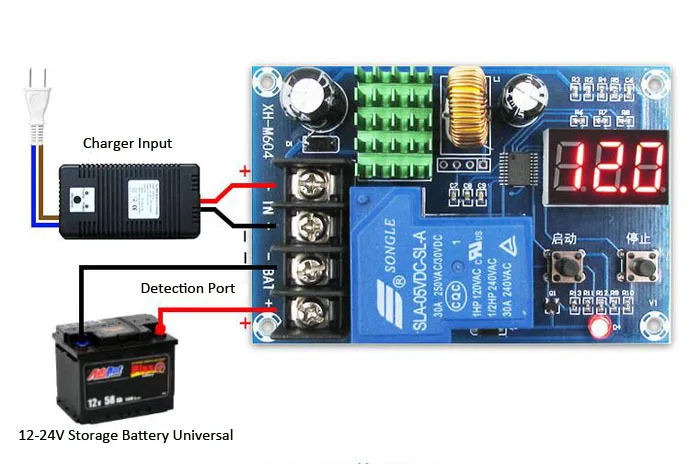 TZT XH-M604 Battery Charger Control Module DC 6-60V Storage Lithium Battery Charging Control Protection Board Switch