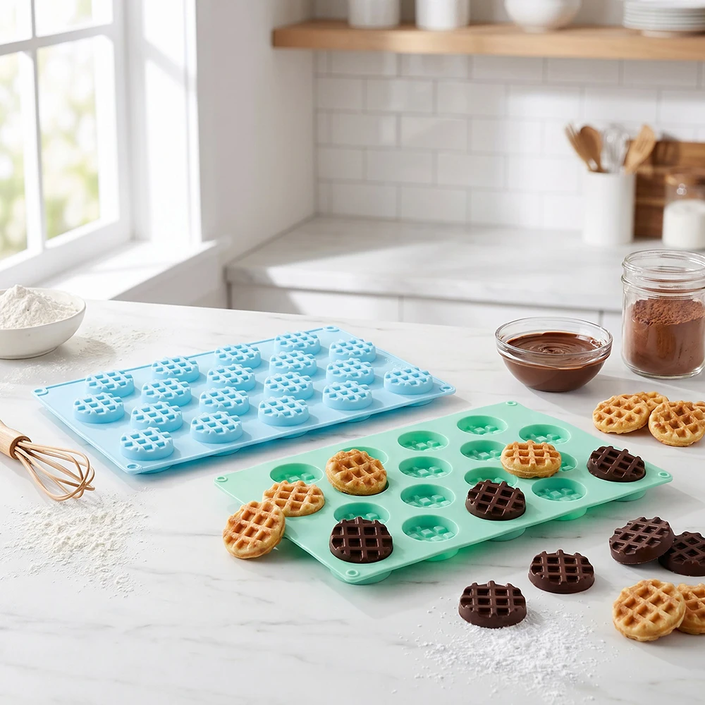 18 hole waffle shaped silicone mold DIY chocolate candy pudding dessert cake decoration plugin biscuit baking mold