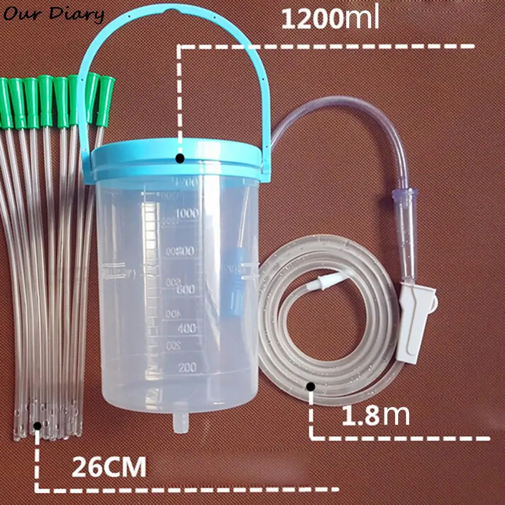 1Set Gesen coffee intestine bowel hydrotherapy device with 10 tube Hygiene Product Household enema bowel barrel enema bag device