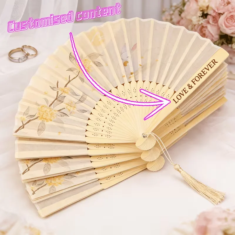 Customized and Personalized Elegant Osmanthus Rabbit Hand Fan, Supports Custom Laser Engraving, Perfect for Weddings and Gifts. Comes with Personalized Laser-Engraved Text, Suitable for Gift-Giving and Special Occasions. Perfect for Wedding Souvenirs and Gifts. the Perfect Gift for Weddings and Events. Lightweight and Portable Hand Fan, Supports Custom Laser Engraving