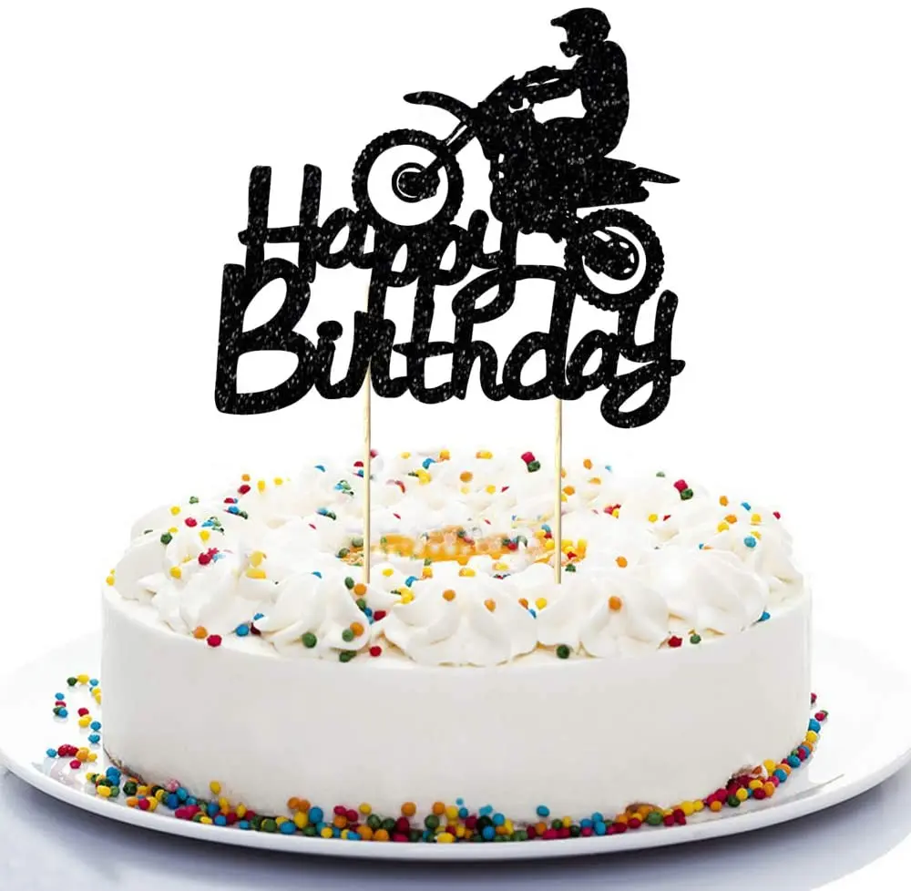 Motocross-Geburtstagsparty-Dekoration, Kuchen-Cupcake-Topper, Motorrad-Banner, Kuchendekoration für Geburtstagsparty-Zubehör für Männer oder Jungen – Detail 16