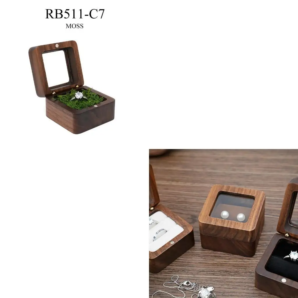 

Деревянная шкатулка для драгоценностей 2,17x2,17x1,38 дюйма с мягким внутренним держателем, органайзер для ювелирных изделий с в