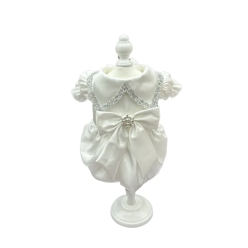 

Pet Wedding Dress Corgi Teddy Bow Lotus Leaf Edge Summer Light Princess Dress Dog Dress