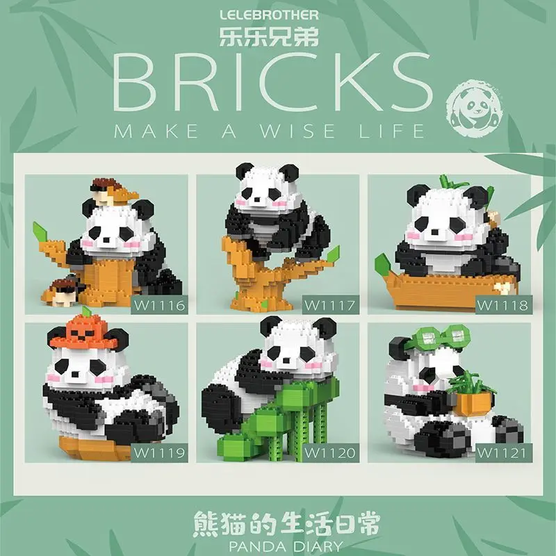 Chinese Style Creative DIY Assemable Panda Building Block, Cute Mini Animal Educational Boy Toys for Children, Brick Model Brick