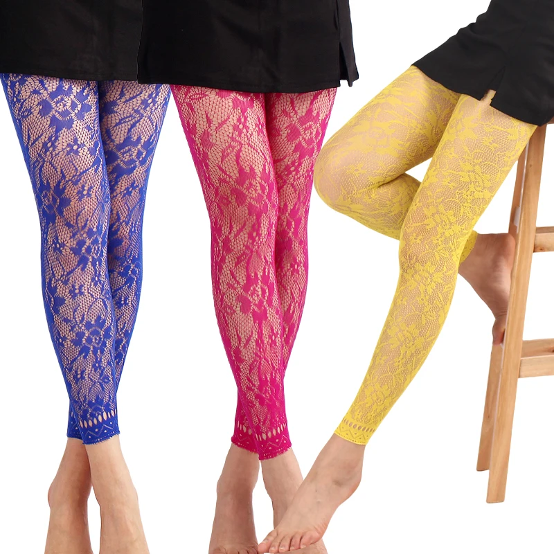 Women\'s Colored Patterned High Waist Fishnet Footless Tights Girls Leggings Stockings for 40–75 Kg, 150–170 cm 521