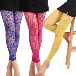 Women's Colored Patterned High Waist Fishnet Footless Tights Girls Leggings Stockings for 40–75 Kg, 150–170 cm 521