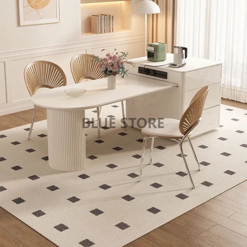 

Modern Newclassic Luxury Dining Table Extendable Organizer Library Coffee Tables Nail Restaurant Mesas De Jantar Home Furniture