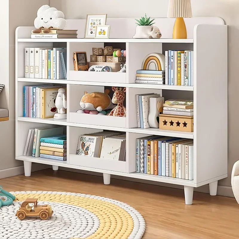 Wooden Cube Bookcase with Legs Open Shelf  Sorted Storage Cabinet Organizer for Books and Toys