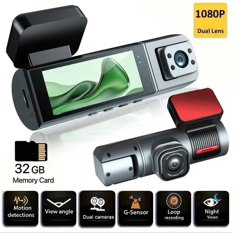 1080P Dual Camera, Dash Cam For Cars, Front And Inside, Car Camera With IR Night Vision, Loop Recording, Wide Angle Car DVR Came