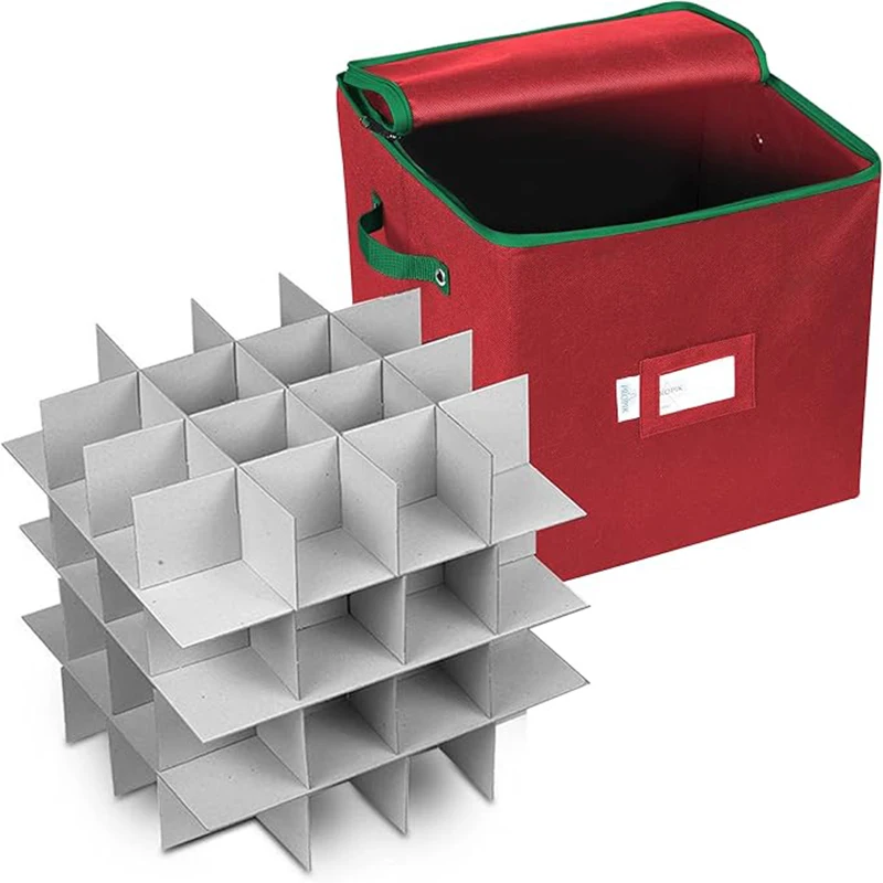 Aufbewahrungsbox für Weihnachtsschmuck mit 4 separaten abnehmbaren Tabletts. Aufbewahrungsbehälter für 6 Jahre. Feiertagsornamente und Weihnachtszubehör