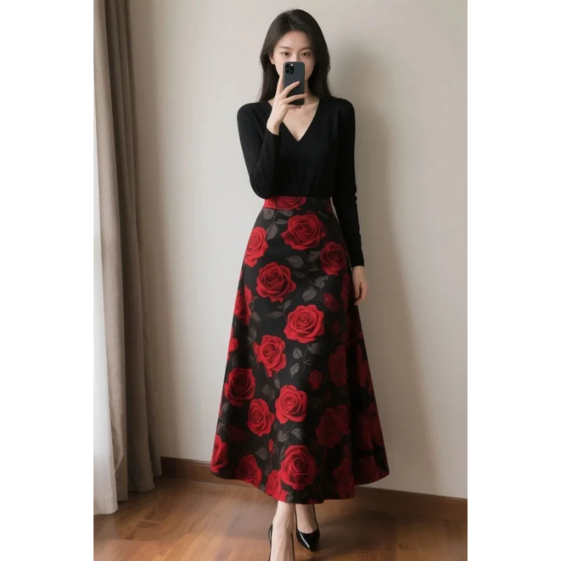 Nuevo Falda adelgazante elegante y digna Retro con temperamento a la moda para mujer