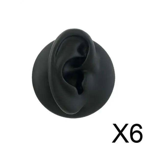 

6xSimulation Ear Model Silicone Black for Jewelry Display Asmr Sleep Helping Right Ear Black