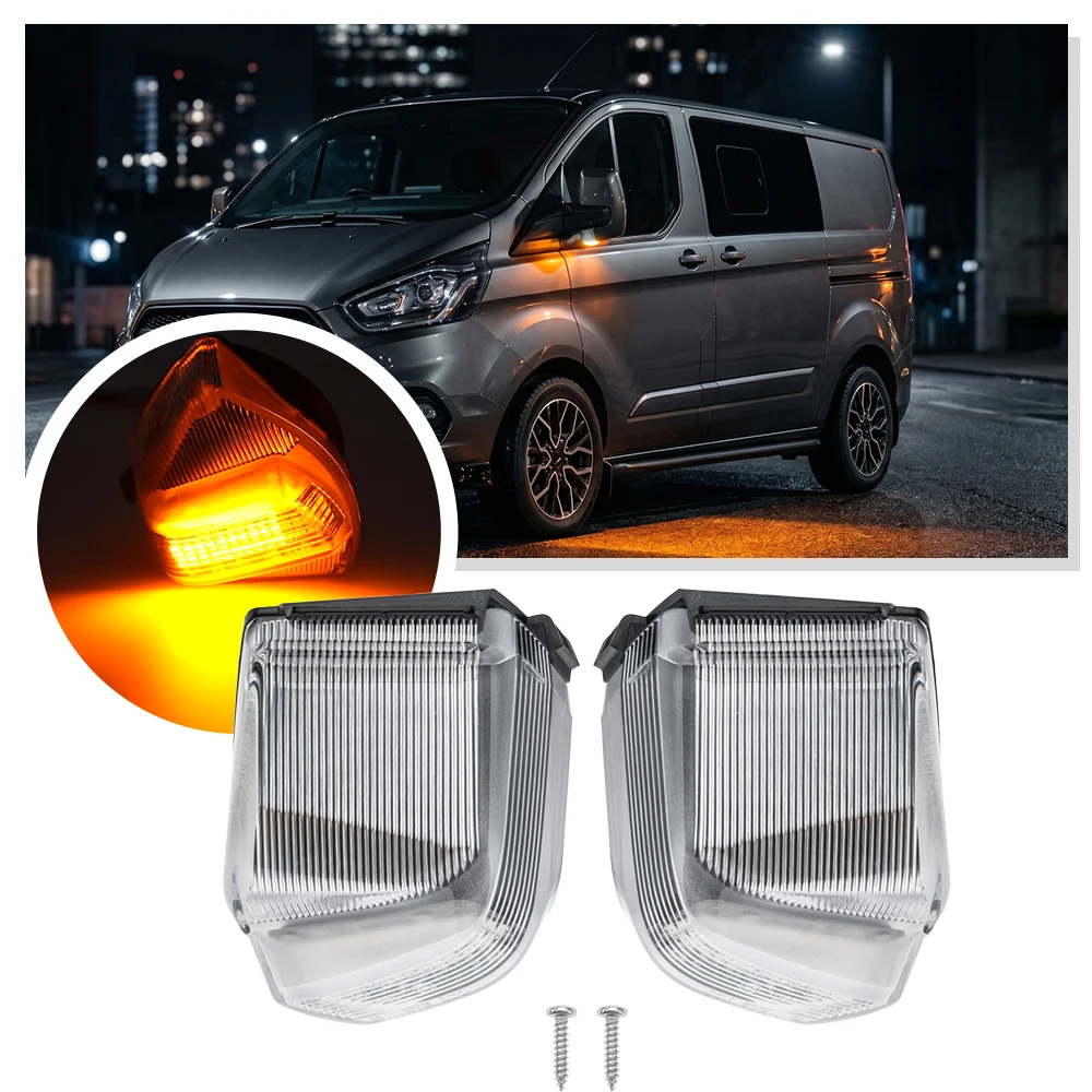 

For Ford Transit Custom 2012-2023 LED Side Mirror Repeaters 2PCS Sequential Turn Signal Lamp Dynamic Blinker Lights Assembly