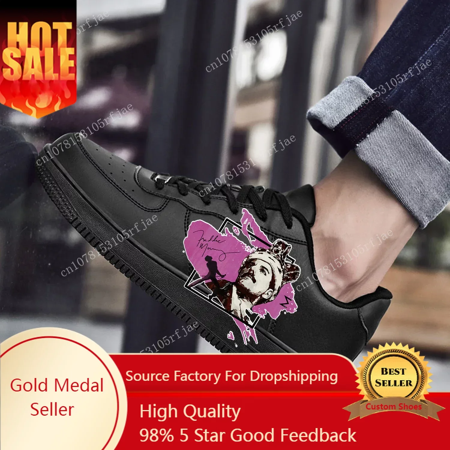 

Freddie Mercury AF Basketball Mens Womens Sports Running High Quality Flats Force Sneakers Lace Up Mesh Customized Made Shoe