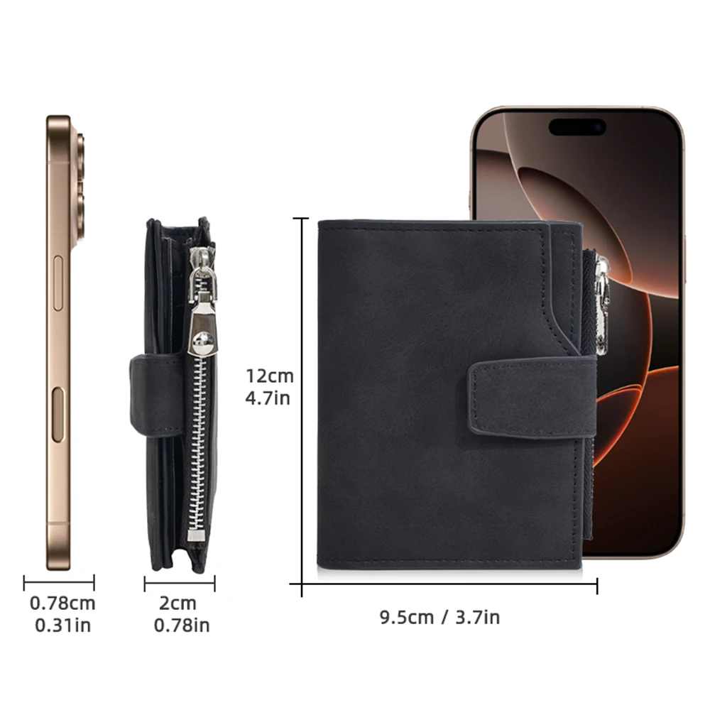 New Men's Short Wallet High-Quality Card & Photo Holder Zipper Male Purses Simple Small Card Bag Brand Men Money Clips