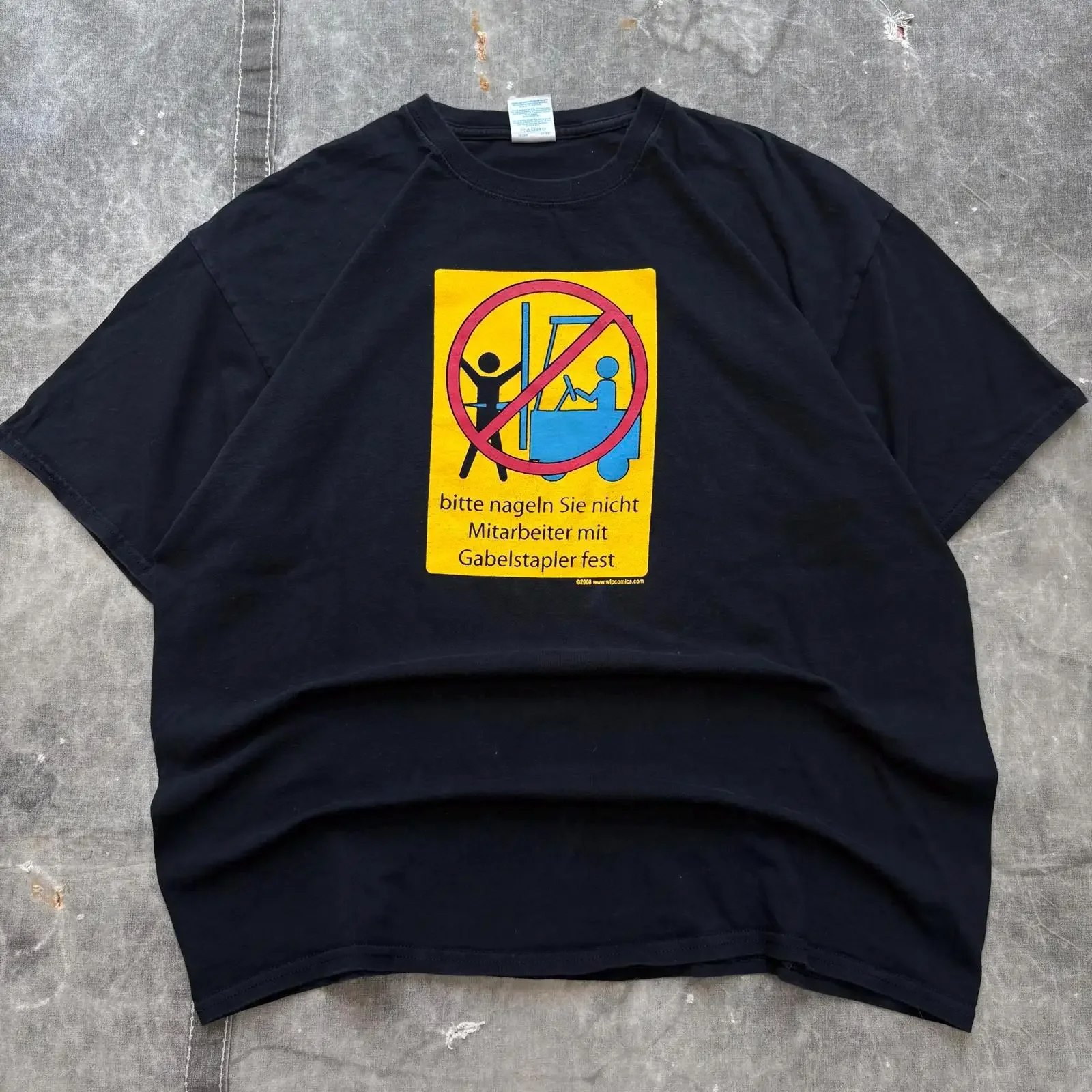 Vintage Y2K German Please Don t Nail Employees With Forklift Funny Joke Shirt vintage Washed Top For Everyday Wear homme